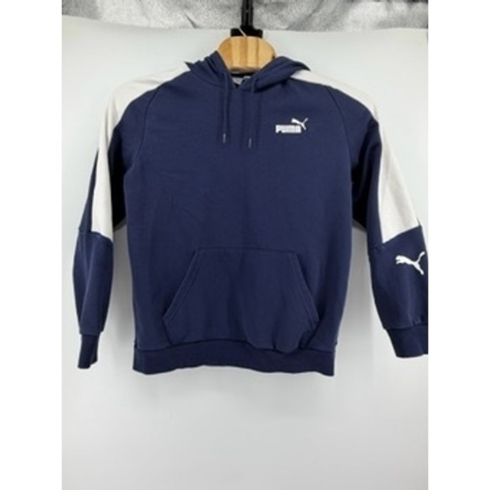 Puma Mens Navy Blue Colorblock Pullover Hoodie Sweatshirt Size Large 847362-06